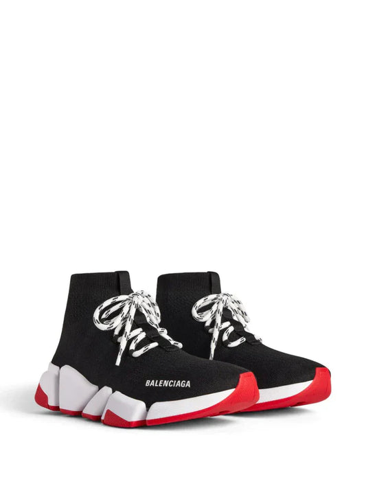 BALENCIAGA SPEED TRAINER 2 BLACK WHITE AND RED