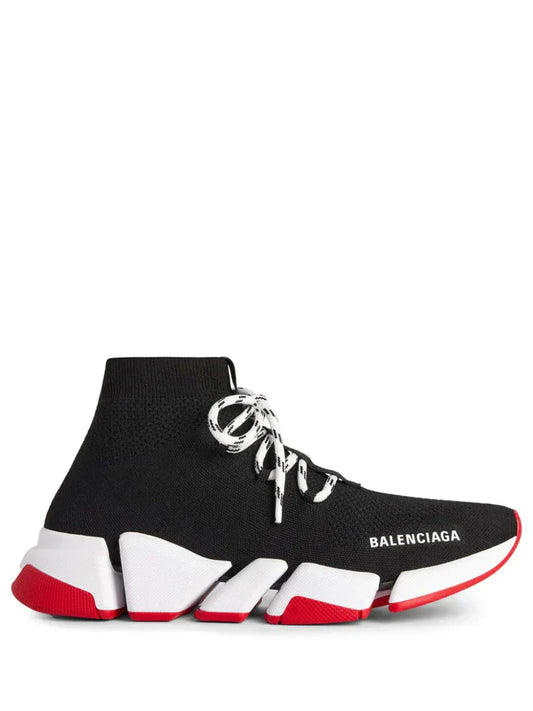 BALENCIAGA SPEED TRAINER 2 BLACK WHITE AND RED