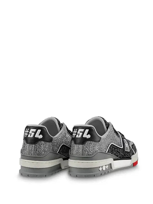 LOUIS VUITTON MONOGRAM TRAINER CRYSTAL BLACK RED SNEAKERS