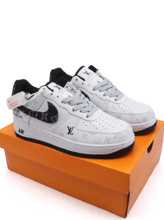 LOUISS VUITTON X NIK E AIR FORCE 1 DENIM BLACK