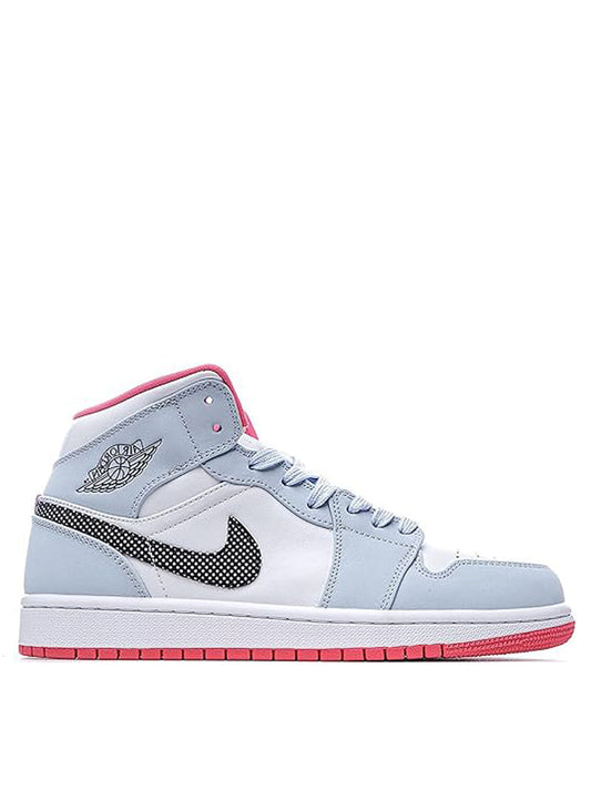 JORDAN RETRO 1 MID HALF BLUE POLKA DOT SWOOSH GS